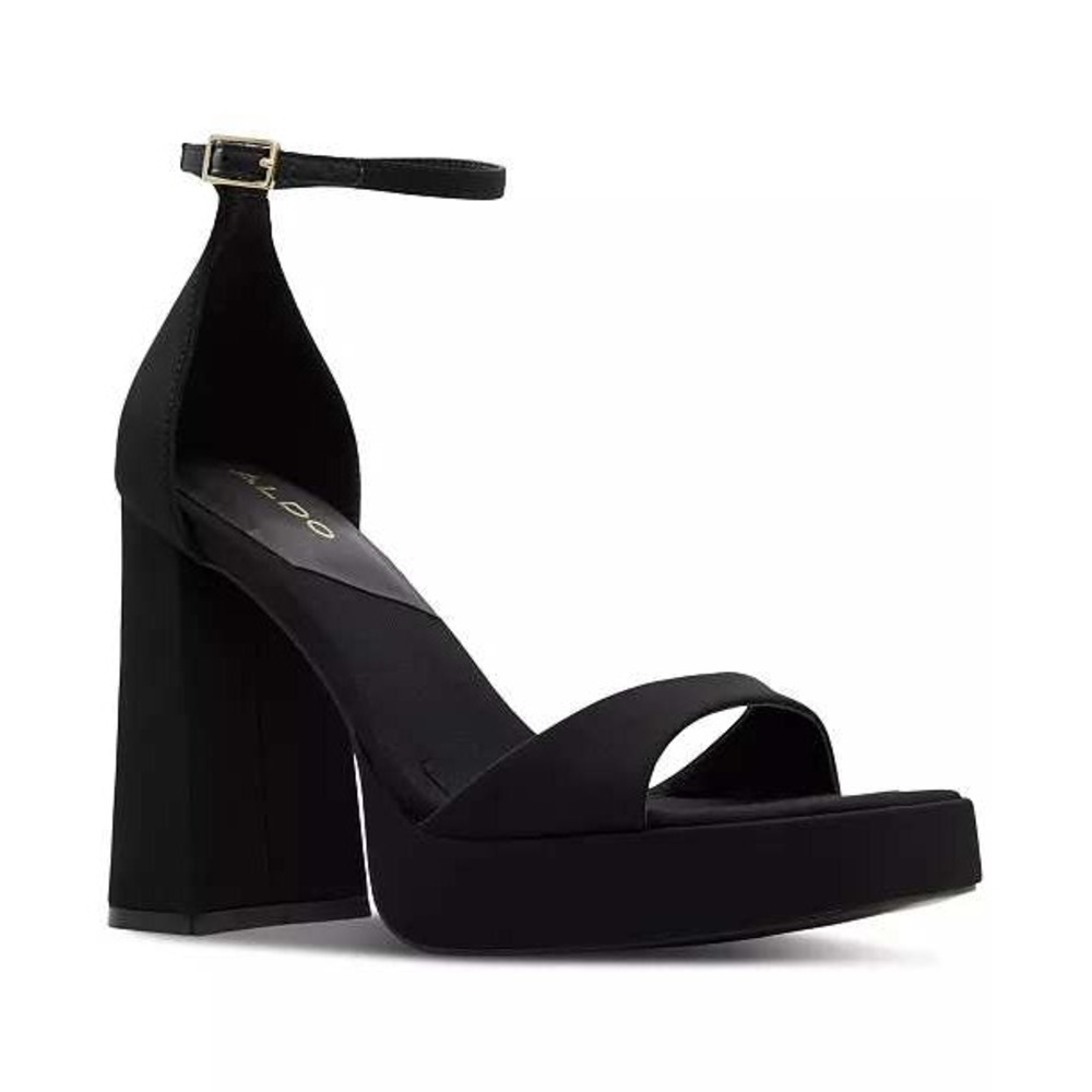 NWB ALDO Women's Montag Two-Piece Ankle-Strap Block-Heel Sandals‎ Black Size 8.5